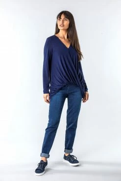 Roman Navy Wrap Front Long Sleeve Top 8 Roman Navy Wrap Front Long Sleeve Top -Roman Sales Shop unnamed file 6271