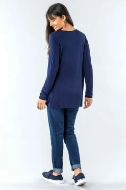 Roman Navy Wrap Front Long Sleeve Top 9 Roman Navy Wrap Front Long Sleeve Top -Roman Sales Shop unnamed file 6272