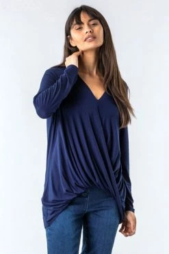 Roman Navy Wrap Front Long Sleeve Top 11 Roman Navy Wrap Front Long Sleeve Top -Roman Sales Shop unnamed file 6274