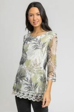 Roman Green Lace Trim Overlay Print Top 12 Roman Green Lace Trim Overlay Print Top -Roman Sales Shop unnamed file 6279