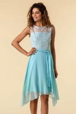 Roman Yellow Lace Detail Fit And Flare Dress -Roman Sales Shop unnamed file 63