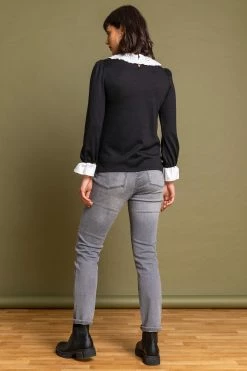 Roman Black Lace Collar Detail Jersey Top -Roman Sales Shop unnamed file 6304