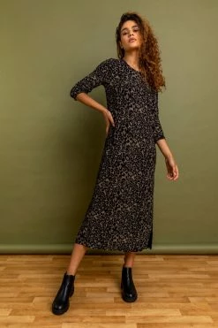 Roman Black Animal Print Jersey Midi Dress -Roman Sales Shop unnamed file 631
