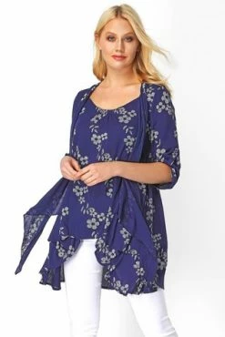 Roman Navy Floral Print Crinkle Tunic -Roman Sales Shop unnamed file 6310
