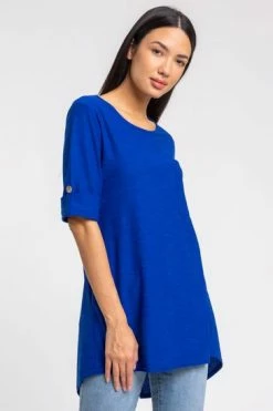 Roman Blue Textured Split Back Detail Longline Top 11 Roman Blue Textured Split Back Detail Longline Top -Roman Sales Shop unnamed file 6315