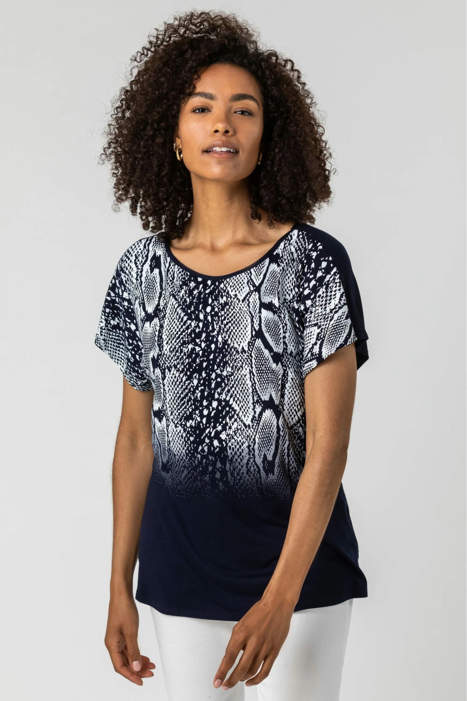 Roman Blue Snake Print Ombre Top 3 Roman Blue Snake Print Ombre Top