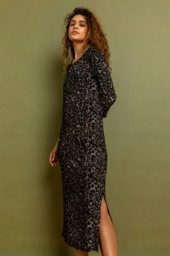 Roman Black Animal Print Jersey Midi Dress -Roman Sales Shop unnamed file 632