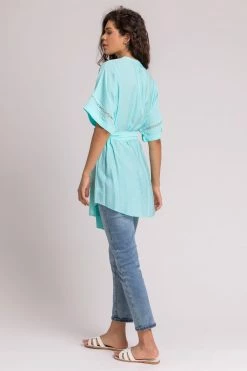 Roman Blue Belted Longline Ladder Trim Blouse 10 Roman Blue Belted Longline Ladder Trim Blouse -Roman Sales Shop unnamed file 6334
