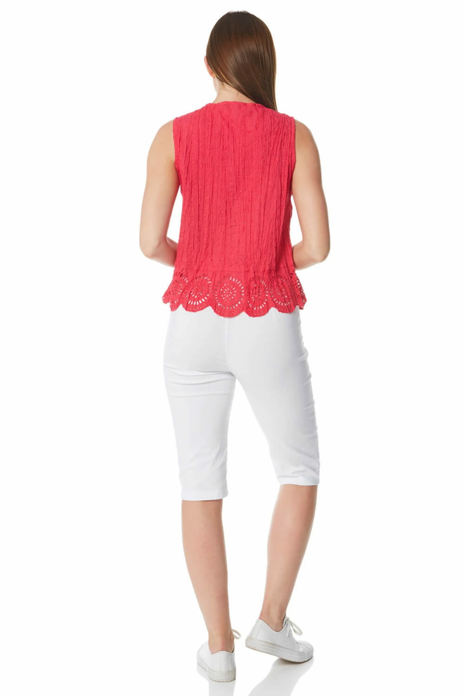 Roman Pink Eyelet Detail Embroidered Crinkle Blouse 4 Roman Pink Eyelet Detail Embroidered Crinkle Blouse - Image 2