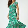 Roman Green Floral Paisley Wrap Tiered Midi Dress -Roman Sales Shop unnamed file 634