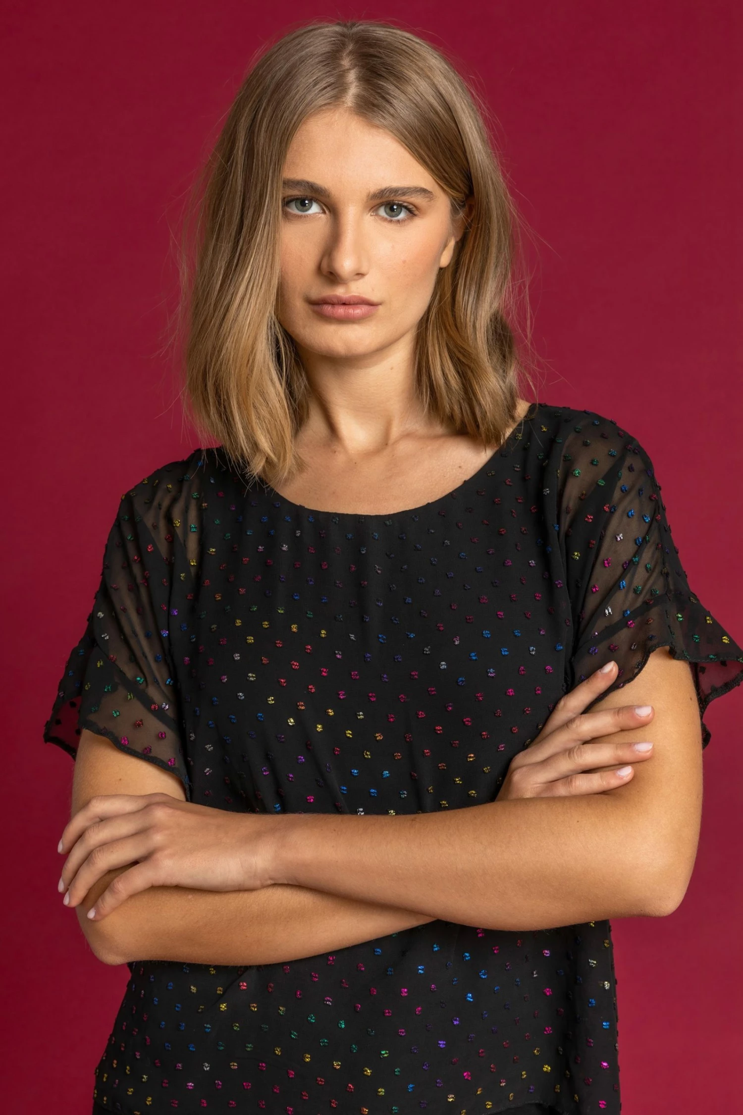 Roman Black Foil Textured Spot Overlay Top 6 Roman Black Foil Textured Spot Overlay Top - Image 4