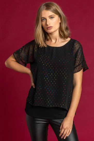 Roman Black Foil Textured Spot Overlay Top 7 Roman Black Foil Textured Spot Overlay Top - Image 5