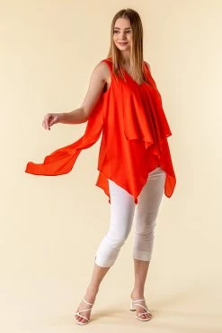 Roman Red Asymmetric Hem Longline Vest Top -Roman Sales Shop unnamed file 6356