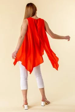 Roman Red Asymmetric Hem Longline Vest Top -Roman Sales Shop unnamed file 6357