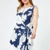 Roman Blue Petite Floral Print Asymmetric Top -Roman Sales Shop unnamed file 6359