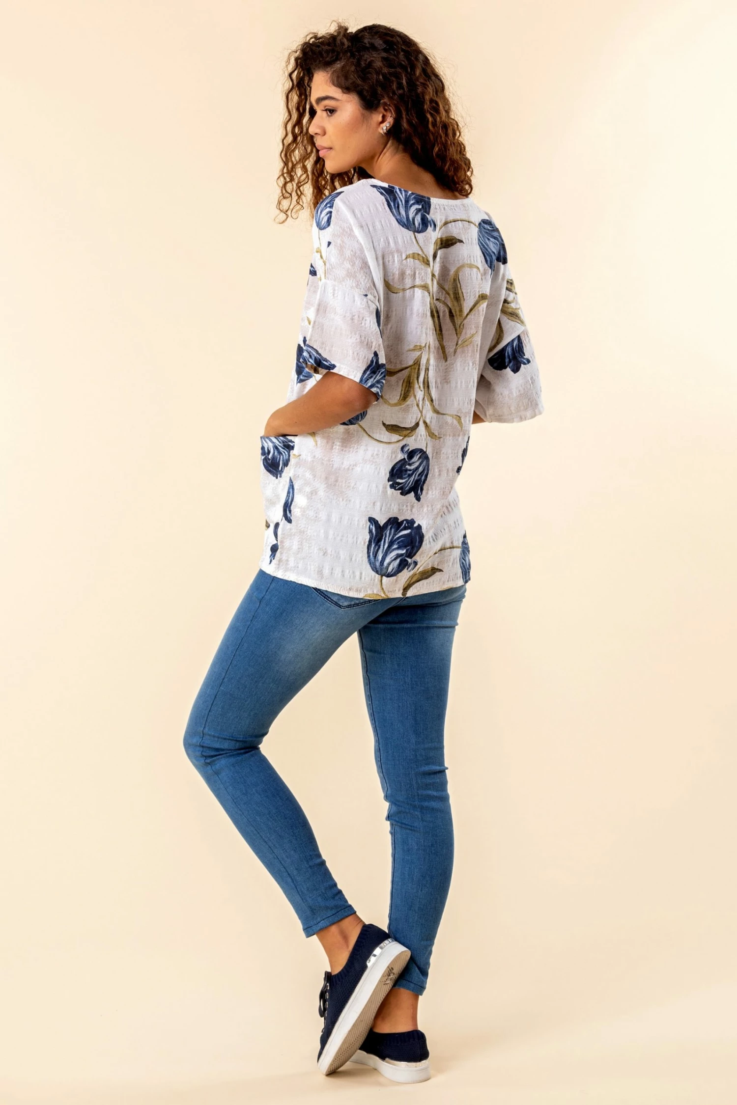 Roman Cream Pocket Detail Flower Print Top 4 Roman Cream Pocket Detail Flower Print Top - Image 2