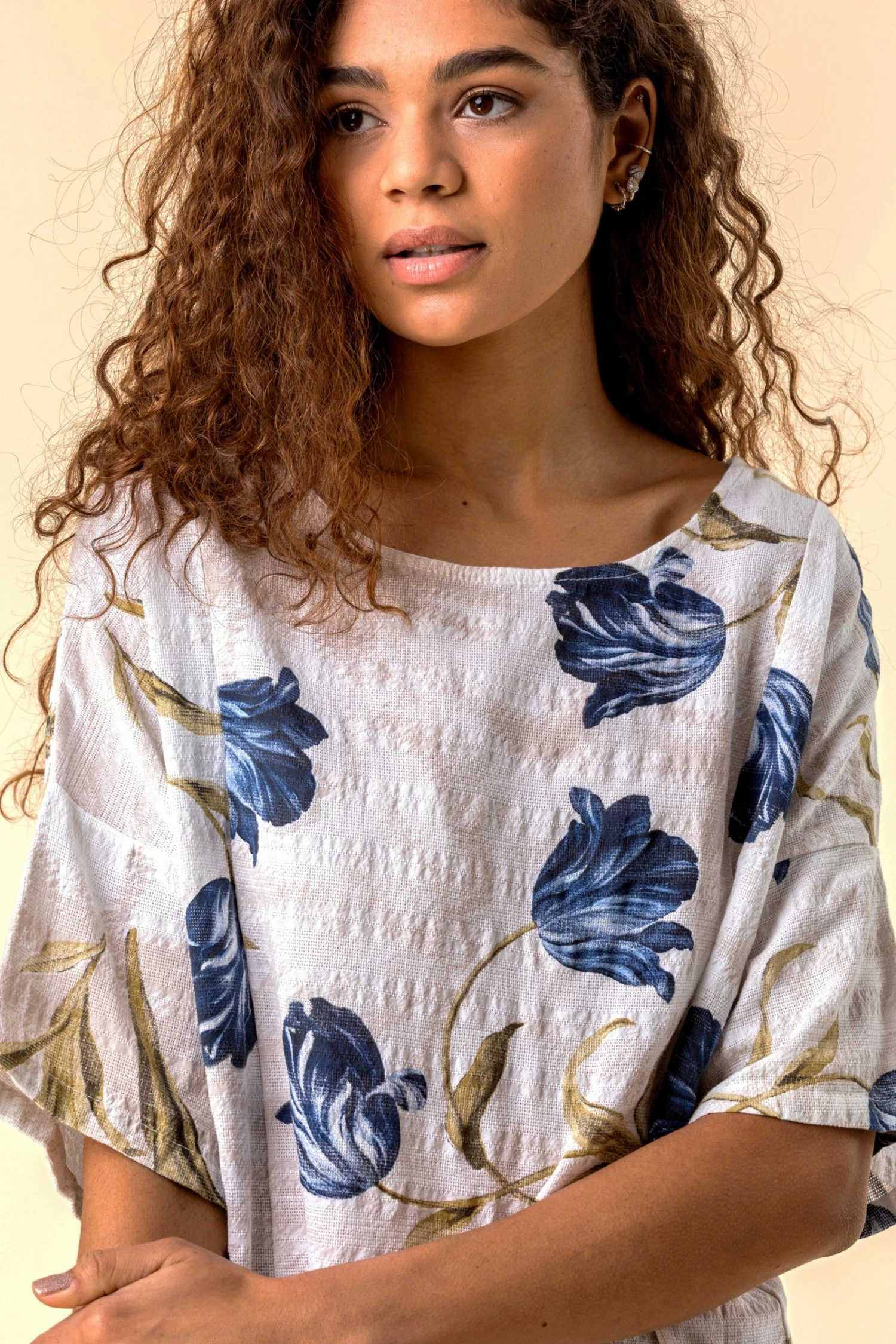 Roman Cream Pocket Detail Flower Print Top 6 Roman Cream Pocket Detail Flower Print Top - Image 4