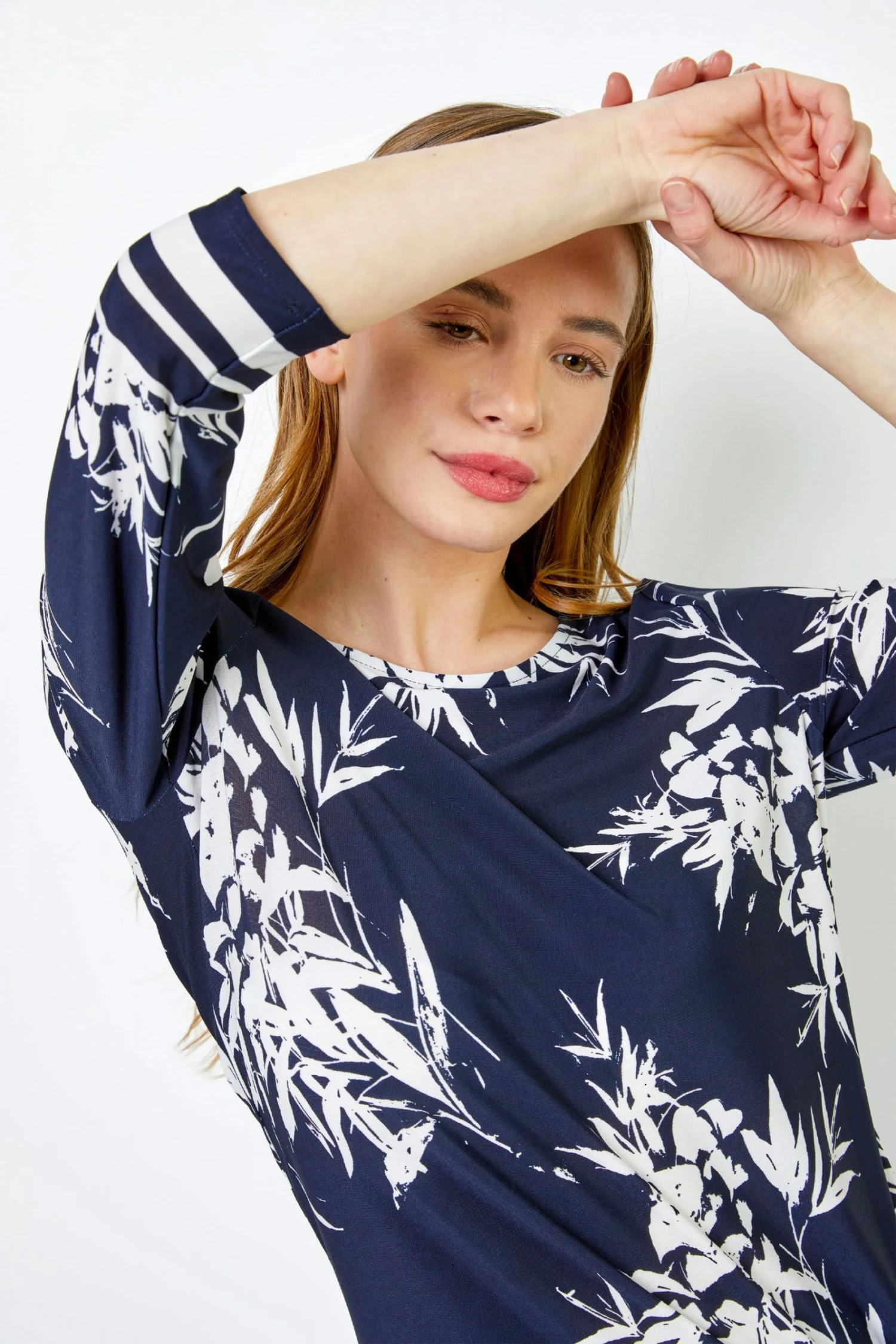 Roman Blue Petite Floral Print Tie Side Top 6 Roman Blue Petite Floral Print Tie Side Top - Image 4