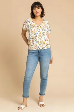 Roman White Floral Button Detail Blouson Blouse -Roman Sales Shop unnamed file 6398