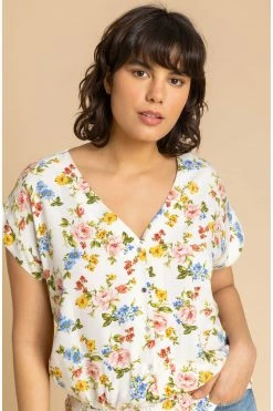 Roman White Floral Button Detail Blouson Blouse -Roman Sales Shop unnamed file 6399