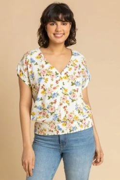 Roman White Floral Button Detail Blouson Blouse -Roman Sales Shop unnamed file 6400