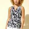 Roman Navy Floral Puff Print Peplum Top -Roman Sales Shop unnamed file 6401