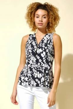 Roman Navy Floral Puff Print Peplum Top 11 Roman Navy Floral Puff Print Peplum Top -Roman Sales Shop unnamed file 6405