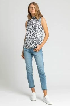 Roman Black Ditsy Floral Print High Neck Top -Roman Sales Shop unnamed file 6424