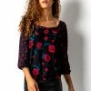 Roman Pink Contrast Floral Print Square Neck Top -Roman Sales Shop unnamed file 6427