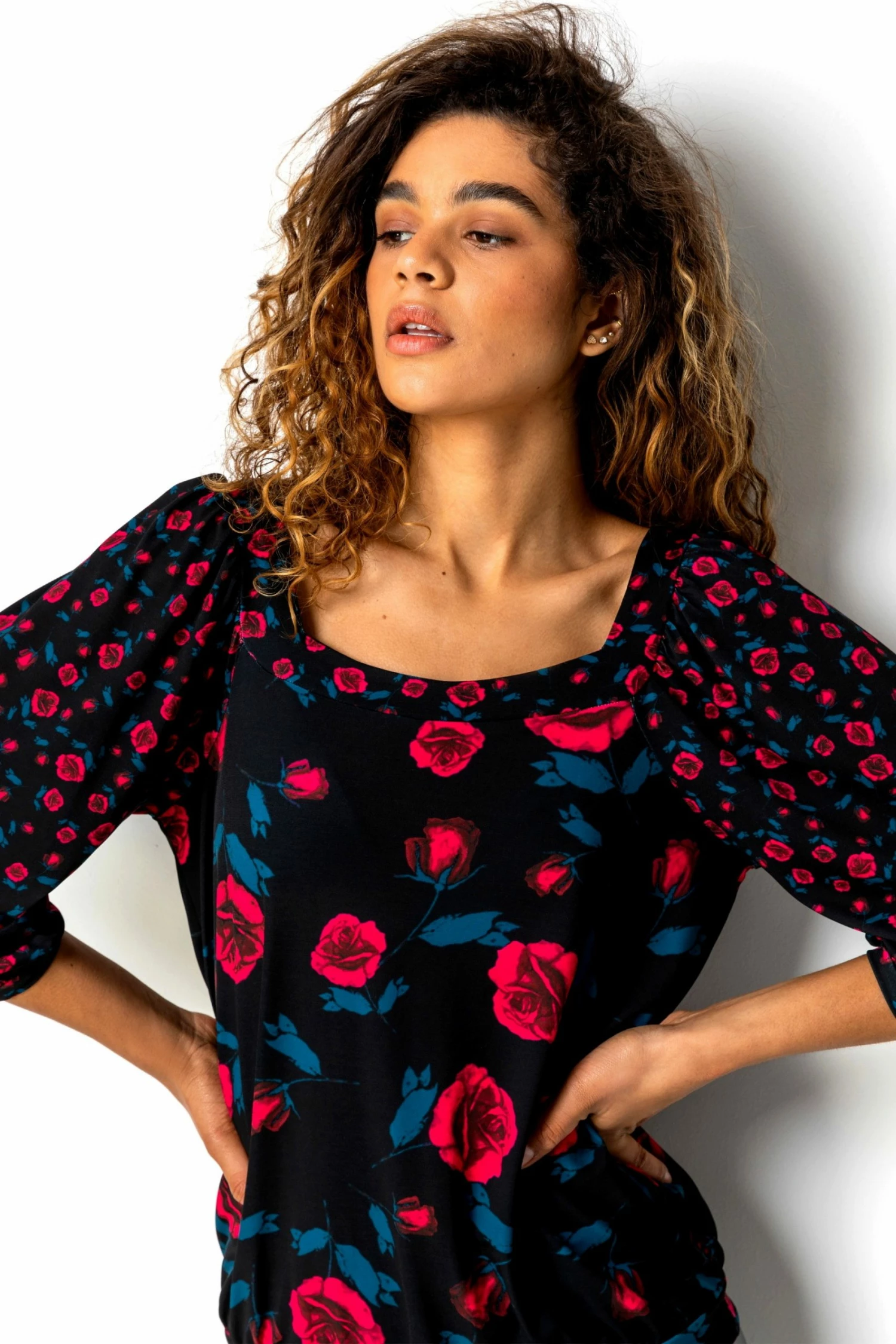 Roman Pink Contrast Floral Print Square Neck Top 6 Roman Pink Contrast Floral Print Square Neck Top - Image 4