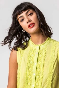 Roman Yellow Crochet Trim Button Through Blouse 10 Roman Yellow Crochet Trim Button Through Blouse -Roman Sales Shop unnamed file 6443