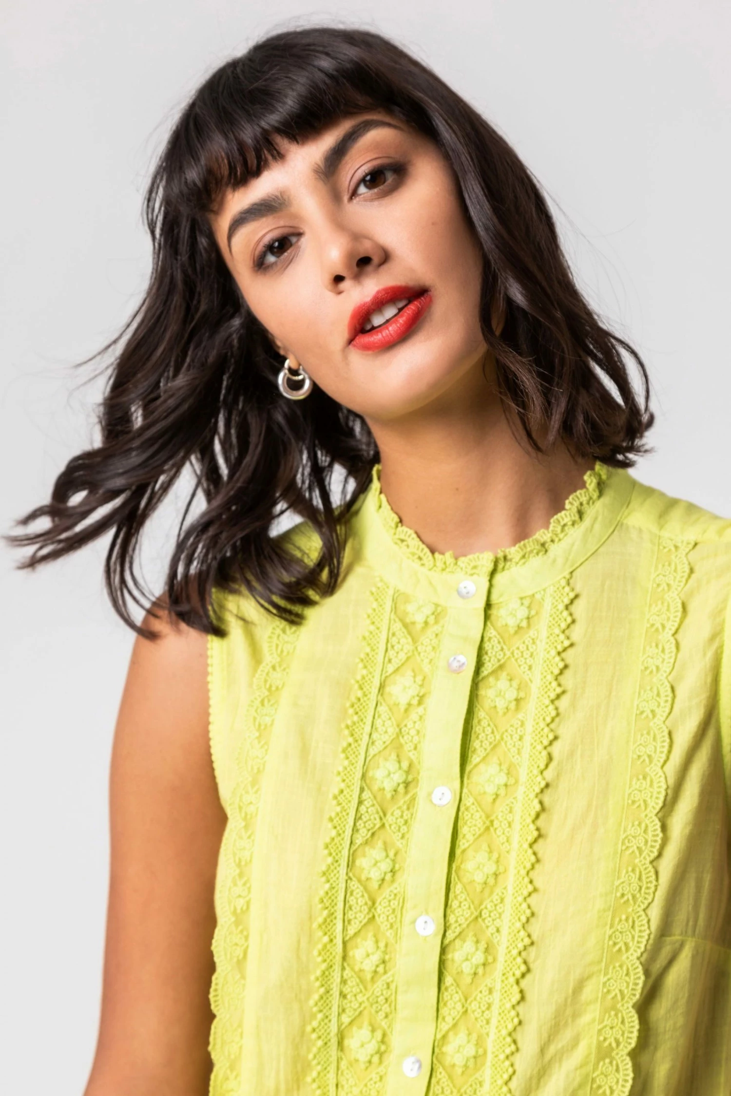 Roman Yellow Crochet Trim Button Through Blouse 6 Roman Yellow Crochet Trim Button Through Blouse - Image 4