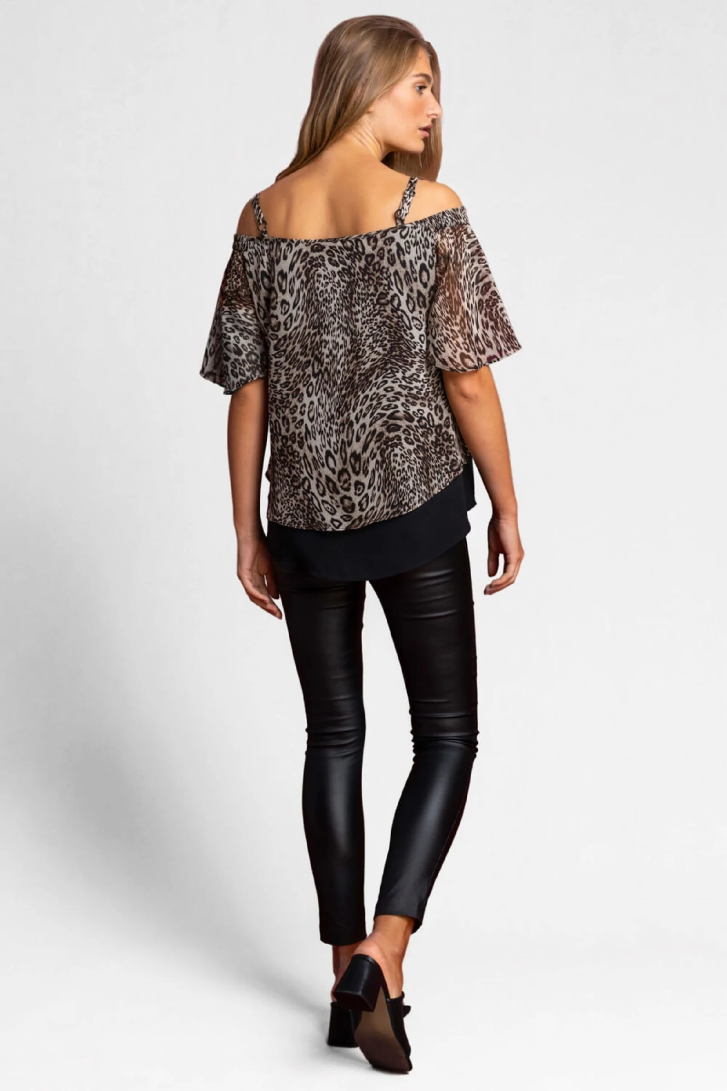 Roman Brown Cold Shoulder Animal Print Top 5 Roman Brown Cold Shoulder Animal Print Top - Image 3