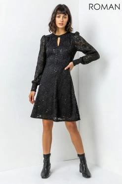 Roman Black Lace Sparkle Swing Dress 9 Roman Black Lace Sparkle Swing Dress -Roman Sales Shop unnamed file 646
