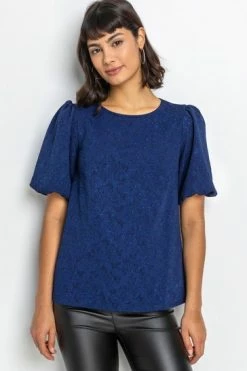 Roman Blue Floral Jacquard Puff Sleeve Top 11 Roman Blue Floral Jacquard Puff Sleeve Top -Roman Sales Shop unnamed file 6464