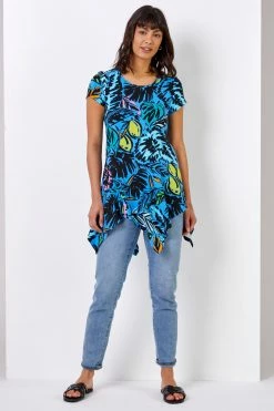 Roman Blue Tropical Palm Print Hanky Hem Top 8 Roman Blue Tropical Palm Print Hanky Hem Top -Roman Sales Shop unnamed file 6466