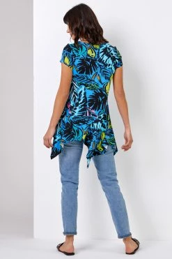Roman Blue Tropical Palm Print Hanky Hem Top 9 Roman Blue Tropical Palm Print Hanky Hem Top -Roman Sales Shop unnamed file 6467