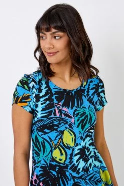 Roman Blue Tropical Palm Print Hanky Hem Top 10 Roman Blue Tropical Palm Print Hanky Hem Top -Roman Sales Shop unnamed file 6468