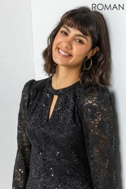 Roman Black Lace Sparkle Swing Dress 10 Roman Black Lace Sparkle Swing Dress -Roman Sales Shop unnamed file 647