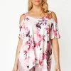 Roman Pink Cold Shoulder Floral Hanky Hem Top -Roman Sales Shop unnamed file 6482