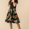 Roman Black Contrast Tropical Print Fit & Flare Dress 2 Roman Black Contrast Tropical Print Fit & Flare Dress -Roman Sales Shop unnamed file 649