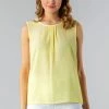 Roman Yellow Lace Back Pleat Detail Top