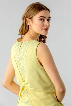 Roman Yellow Lace Back Pleat Detail Top -Roman Sales Shop unnamed file 6494