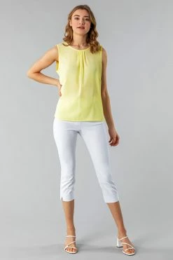 Roman Yellow Lace Back Pleat Detail Top -Roman Sales Shop unnamed file 6495