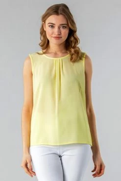 Roman Yellow Lace Back Pleat Detail Top -Roman Sales Shop unnamed file 6496