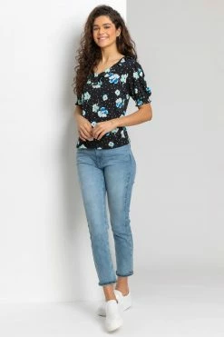 Roman Black Floral Print Frill Neck Top 8 Roman Black Floral Print Frill Neck Top -Roman Sales Shop unnamed file 6506