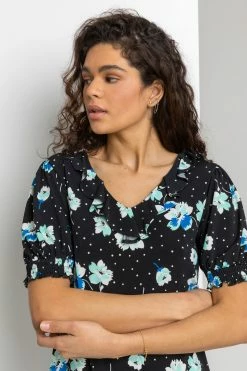 Roman Black Floral Print Frill Neck Top 10 Roman Black Floral Print Frill Neck Top -Roman Sales Shop unnamed file 6508
