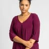 Roman Purple Curve V Neck Pleat Front Top 1 Roman Purple Curve V Neck Pleat Front Top -Roman Sales Shop unnamed file 6510