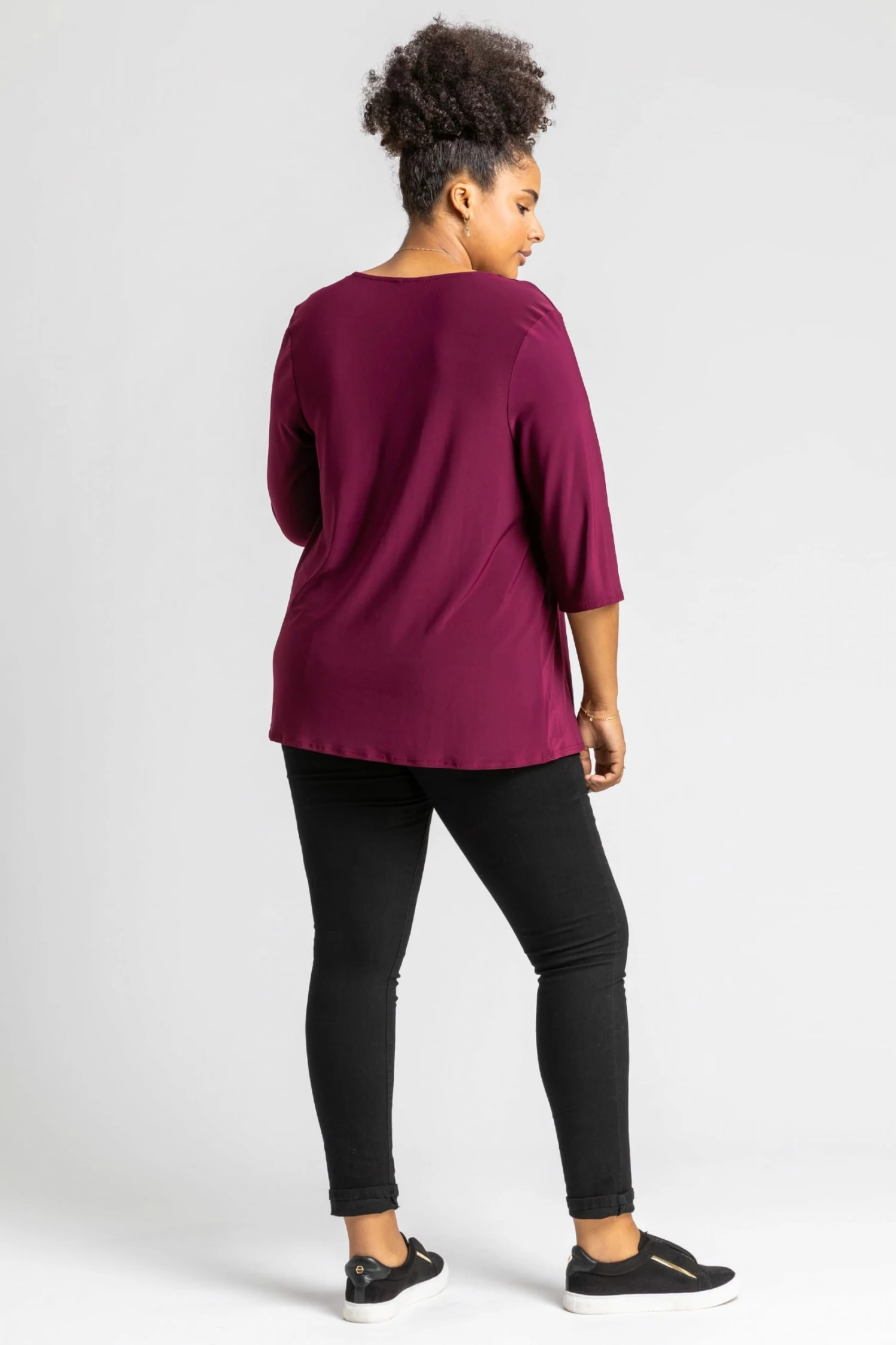 Roman Purple Curve V Neck Pleat Front Top 6 Roman Purple Curve V Neck Pleat Front Top - Image 4