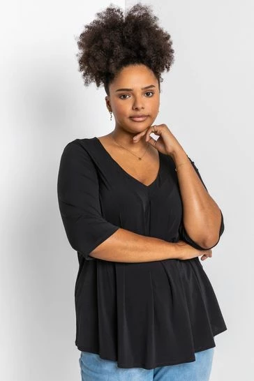 Roman Purple Curve V Neck Pleat Front Top 8 Roman Purple Curve V Neck Pleat Front Top - Image 6